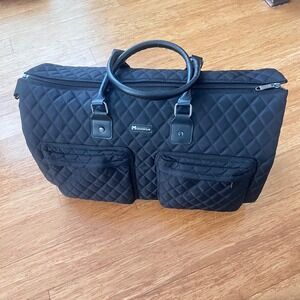 Modoker Convertible Garment Garment to Duffle Bag Quilted Black Travel Luggage